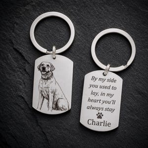 Personalized Pet Photo Engraved Keyring – Dog Cat Memorial Keepsake