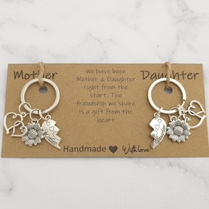 Two Mother and Daughter keyrings, Mothers day present, Joint present, Birthday Gift, Family Gift