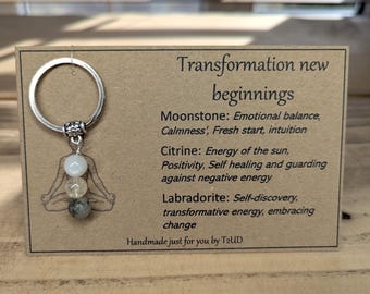 Transformation Keyring – Crystal Charm for New Beginnings & Personal Growth