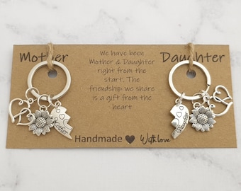 Two Mother and Daughter keyrings, Mothers day present, Joint present, Birthday Gift, Family Gift