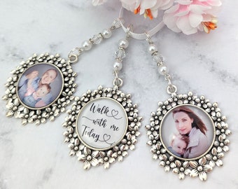 Customised Wedding Bouquet Memory Photo Charm, Flower Charm, Bridal Pendant Memorial Remembrance Photo Walk With Me Today