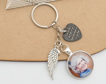 Personalised Photo Keyring Memorial Bereavement Memory Gifts Lost Love Keepsake- Those We love Don't Go Away They Walk Beside us Every Day