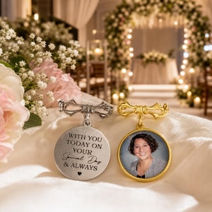 Personalised Memorial Photo Bow Charm Pin/Gift For Groom/Him/Heaven/Bride/Wedding Gift/Memory/Remembrance/Loved One/Walking Down The Aisle