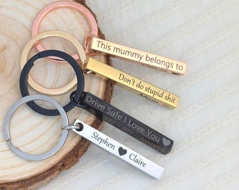 Personalised Bar Keychain Engraved Keyring Personalised Bar Keyring gift Drive Safe Keychain Personalised Gift Keyring