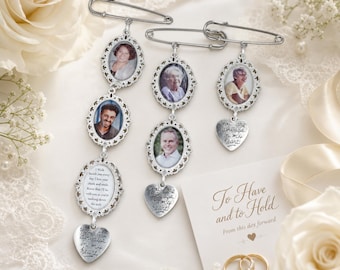 Personalised Bridal Bouquet Charm, Custom Flower Bouquet Photo Charm, Wedding Memorial pin, Remembrance Memorial Gift