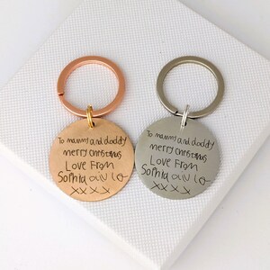 Handwriting Gift, Drawing Keyring,  Gift for Dad, Custom Kids Writing, Children's Drawing, Gift for her, Gift for Mum, Christmas Gift,