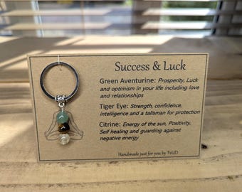 Personalized Gemstone Keyring – Lucky Charm, Calm & Confidence