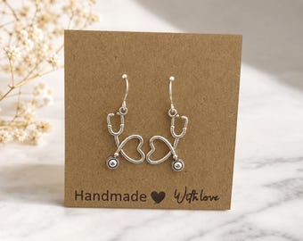 Stethoscope Earrings, Nurse Earrings, Doctor Jewellery, Trainee Nurse Gift, Medical Student Gift, Vet Earrings, Cardiologist Gift