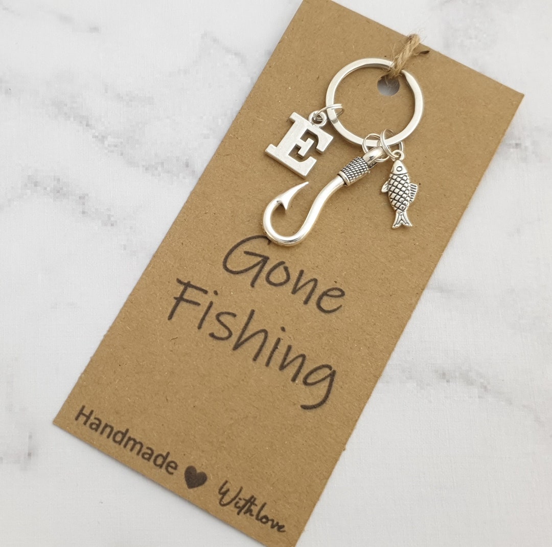 Fish Keyring Personalised Fishing Keyring, Gift for Fisherman, Gone Fishing, Initial ...