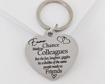 Personalised Colleague Co-Workers 'Chance Made Us Colleagues' Keychain Bestie, Birthday Gift, Friend, BBF, Leaving or Going Away Retirement