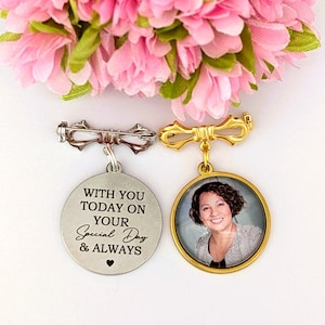 Personalised Memorial Photo Bow Charm Pin/Gift For Groom/Him/Heaven/Bride/Wedding Gift/Memory/Remembrance/Loved One/Walking Down The Aisle