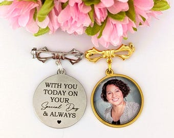 Personalised Memorial Photo Bow Charm Pin/Gift For Groom/Him/Heaven/Bride/Wedding Gift/Memory/Remembrance/Loved One/Walking Down The Aisle