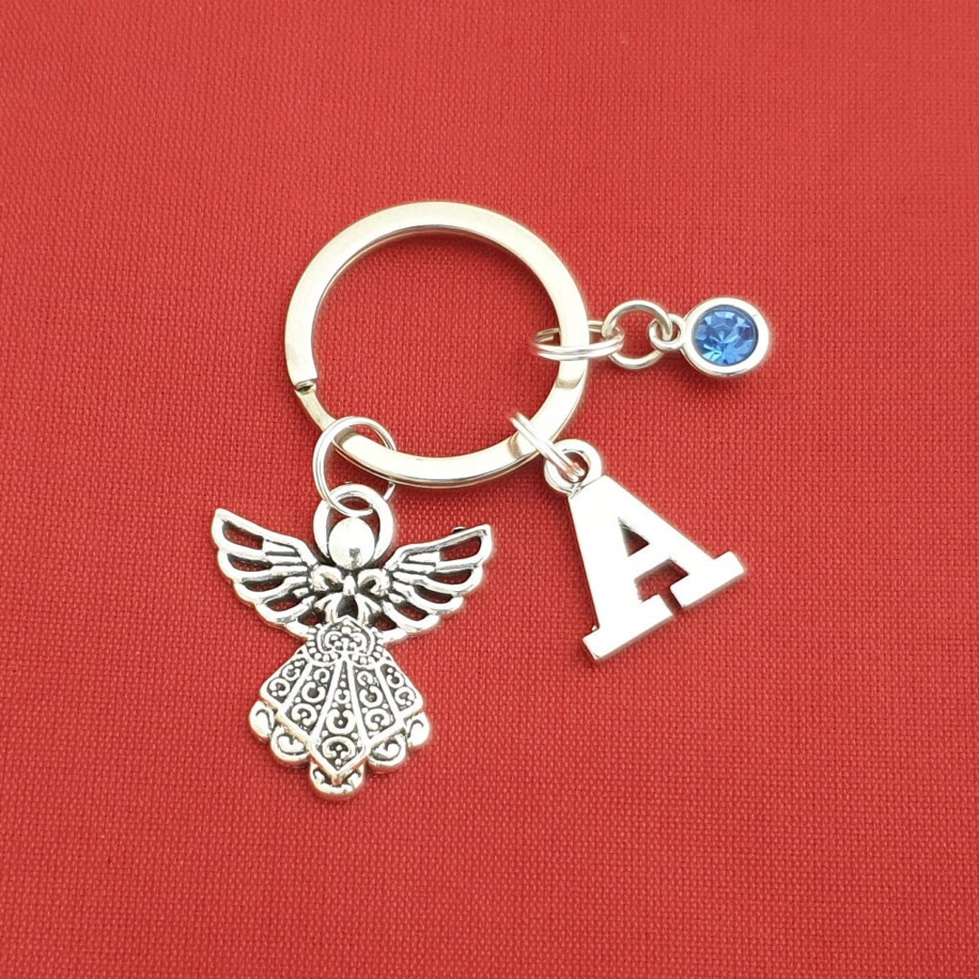 Angel Keychain, Angel Keyring, Personalized Keyring, Initial Keychain ...
