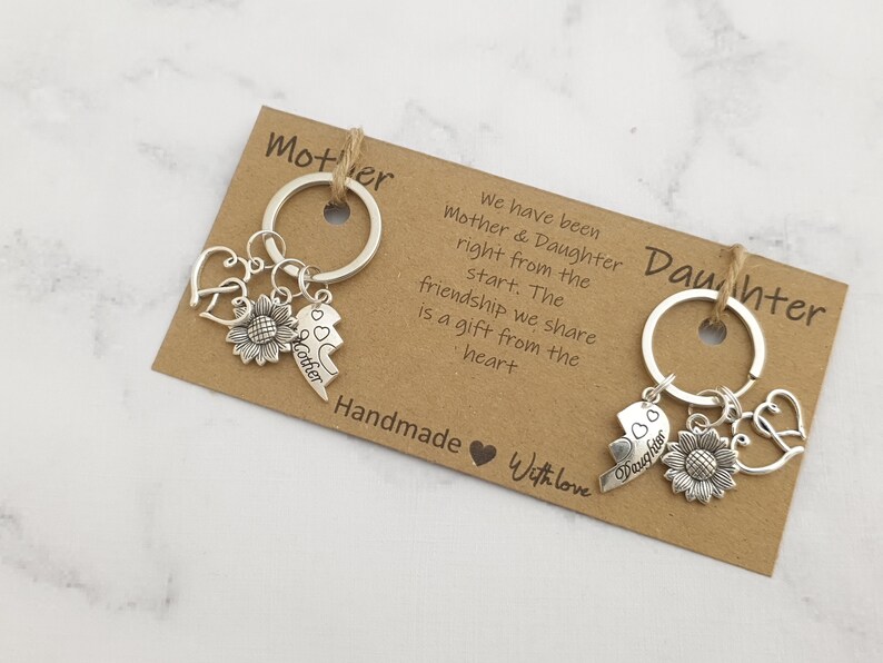 Two Mother and Daughter keyrings, Mothers day present, Joint present, Birthday Gift, Family Gift