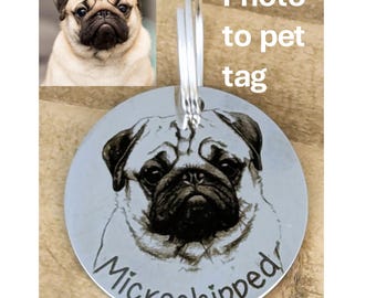 Personalised Photo Pet ID Tag, Stainless Steel Dog Cat Tag