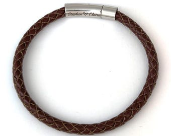 Men's Hidden Message Bracelet, Leather bracelet, Men's Personalized Bracelet, Gift for him