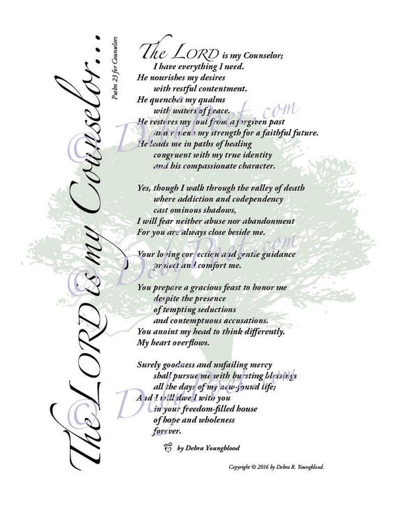 El Senor Es Mi Consejero Obra De Poesia Original Arte De La Etsy