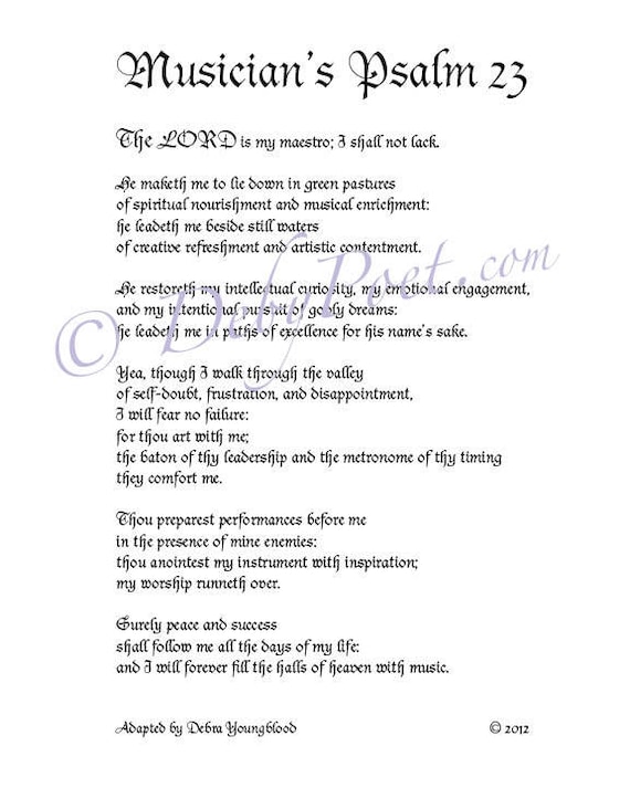 Salmo Del Musico 23 Obra De Poesia Original Arte De La Pared Etsy