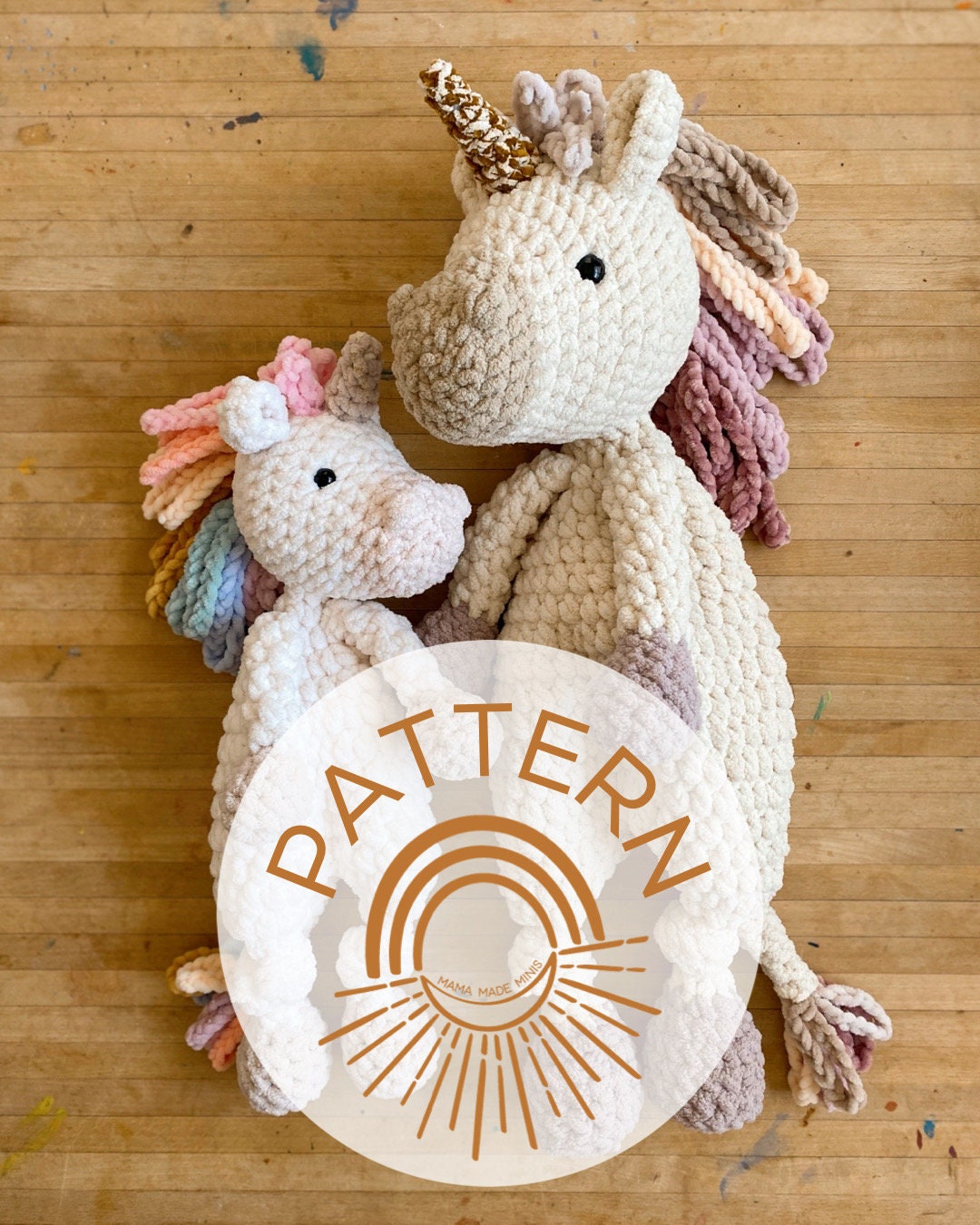 あみぐるみ mommy Lunacorn + Lillicorn Knotted Lovey — Crochet Unicorn PATTERN