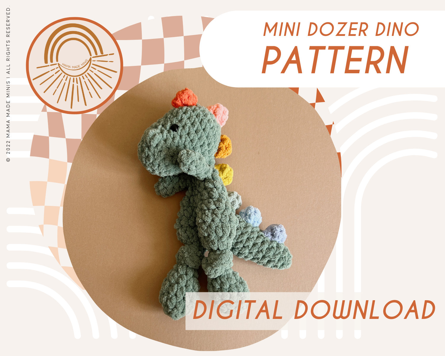 MINI Dozer Dino Knotted Lovey — PATTERN
