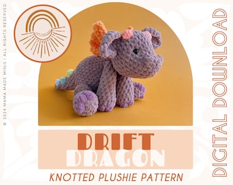 Drift Dragon Knotted Stuffed Plushie — Crochet Dragon PATTERN (Low sew!)