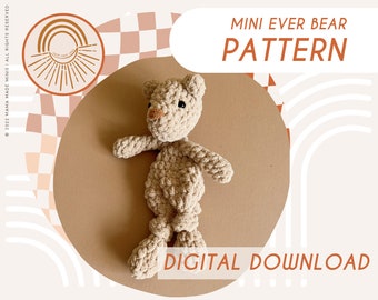 MINI Ever Bear Knotted Lovey — Crochet Bear PATTERN