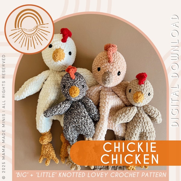 Big + Little Chickie Knotted Lovey — Häkelanleitung Huhn