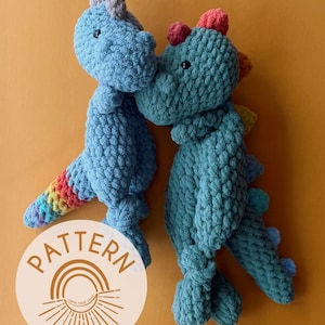 Tinysaurus Knotted Lovey Crochet Dinosaur PATTERN 'Little' Size Dino image 1