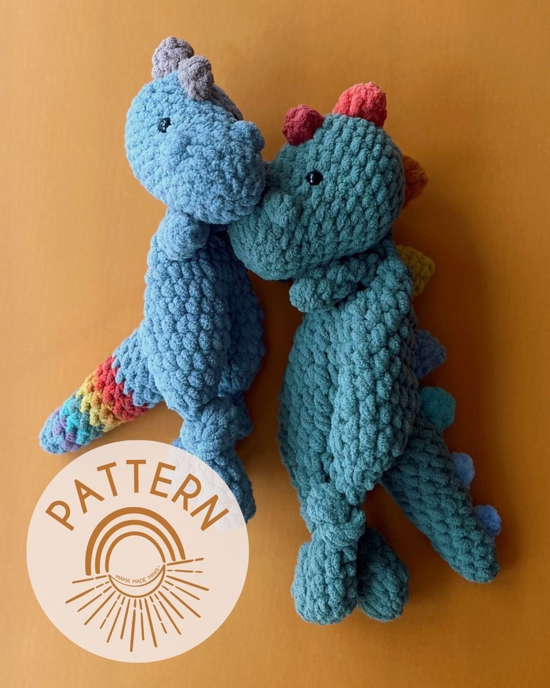 Tinysaurus Knotted Lovey Crochet Dinosaur PATTERN 'Little' Size Dino image 1