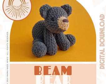 LITTLE Beam Bear Knotted Stuffed Plushie — Crochet Bear PATTERN (No sew!)