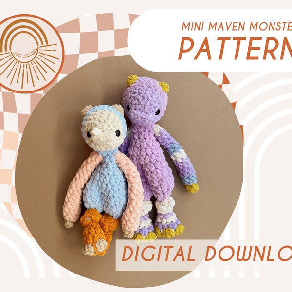 MINI Maven Monster Knotted Lovey — Crochet Monster PATTERN