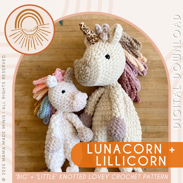 Lunacorn + Lillicorn Knotted Lovey — Gehaakt eenhoornPATROON