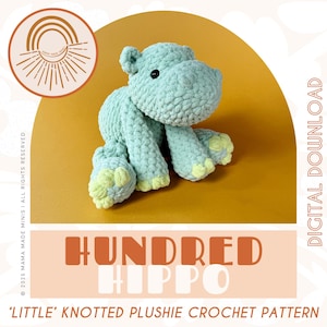 LITTLE Hundred Nijlpaard Geknoopte Knuffel — Gehaakt NijlpaardPATROON (niet naaien!)