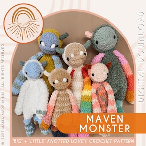 Big + Little Maven Monster Knotted Lovey — Crochet Monster PATTERN