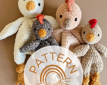 Big + Little Chickie Knotted Lovey — Crochet Chicken PATTERN