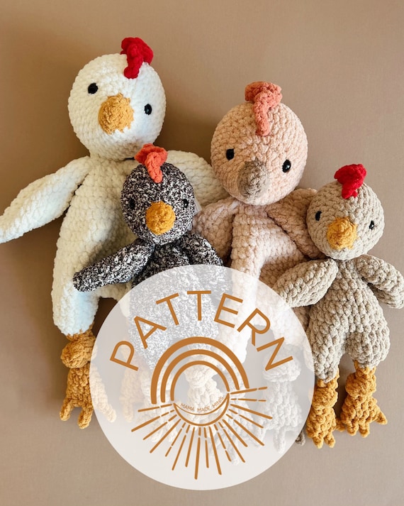 Big Little Chickie Knotted Lovey Crochet Chicken PATTERN 