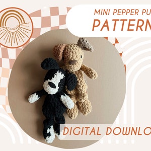MINI Pepper Pup Knotted Lovey — Crochet Dog PATTERN
