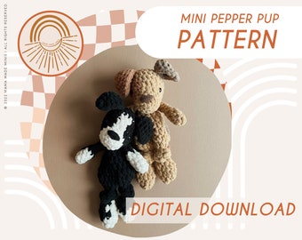 MINI Pepper Pup Knotted Lovey — Crochet Dog PATTERN