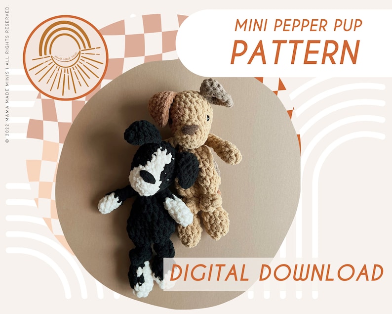 MINI Pepper Pup Knotted Lovey Crochet Dog PATTERN image 1