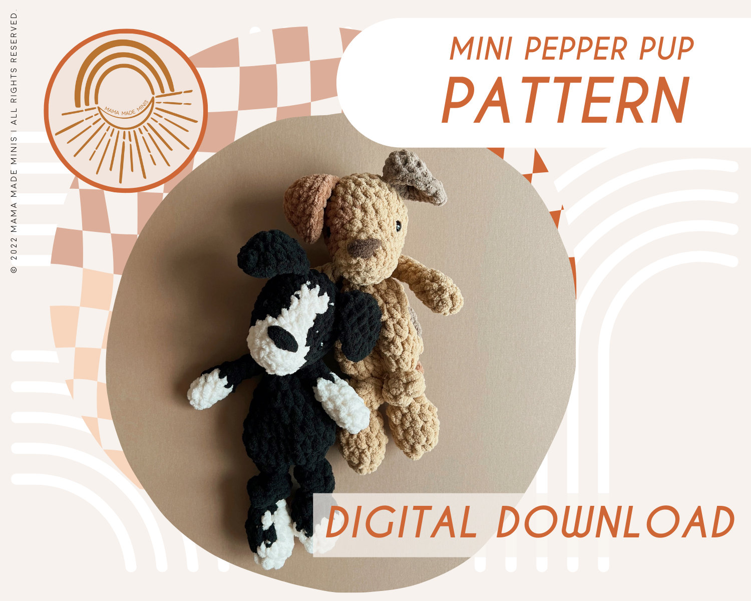 MINI Pepper Pup Knotted Lovey Crochet Dog PATTERN 