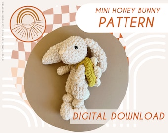 MINI Honey Bunny Knotted Lovey — Crochet Bunny PATTERN