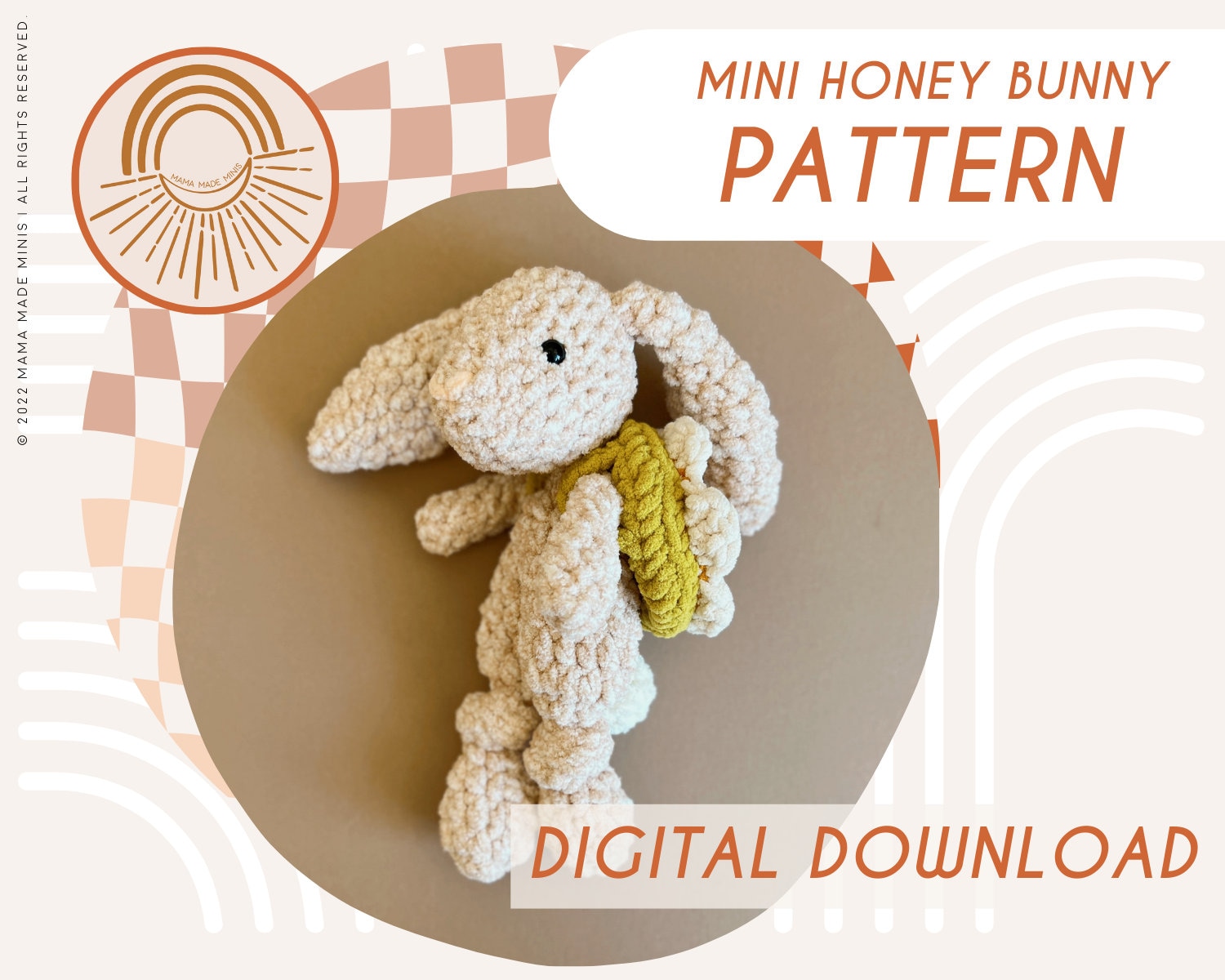 MINI Honey Bunny Knotted Lovey Crochet Bunny PATTERN 