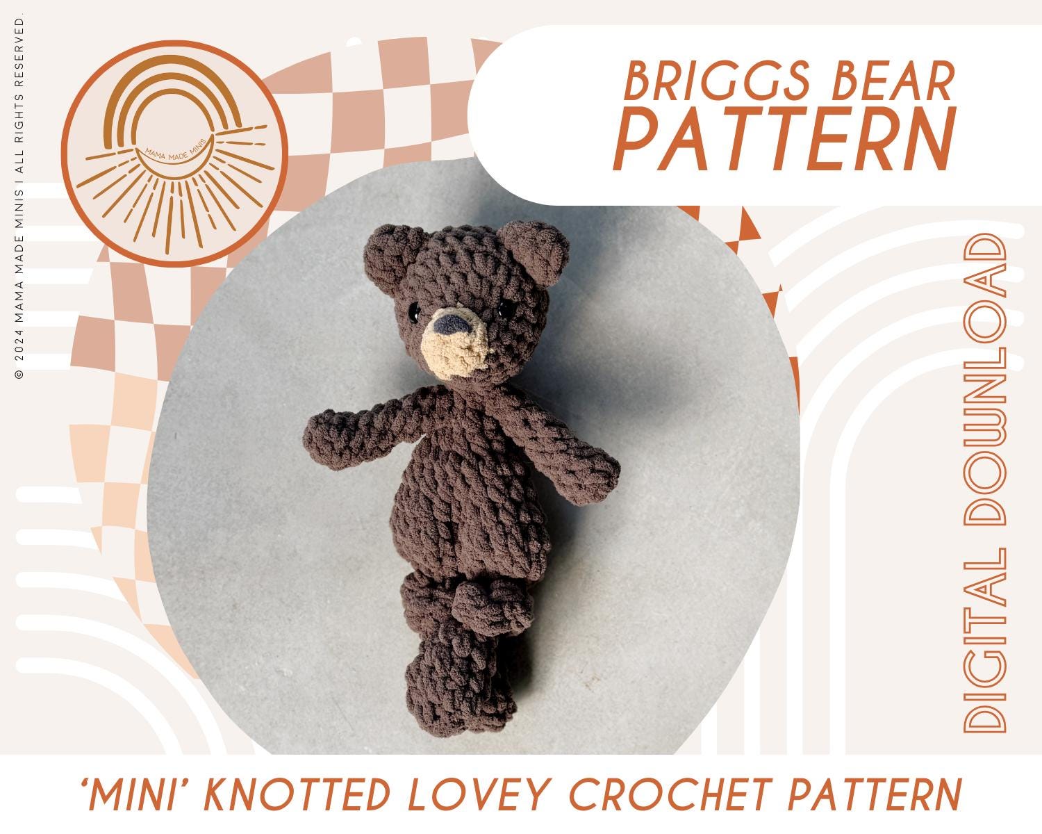 MINI Briggs Bear Knotted Lovey — Crochet Bear PATTERN - Etsy