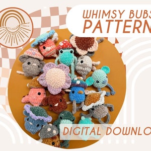 Whimsy Bubs — Crochet PATTERN — Low Sew / No Sew — 15 Patterns In One — Bee, Bird, Dinosaur, Frog and Mouse