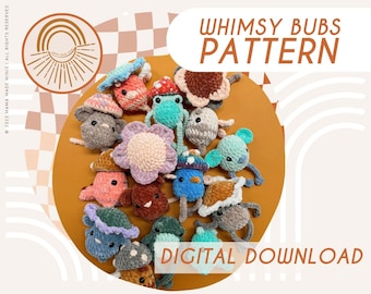 Whimsy Bubs — Crochet PATTERN — Low Sew / No Sew — 15 Patterns In One — Abeille, Oiseau, Dinosaure, Grenouille et Souris