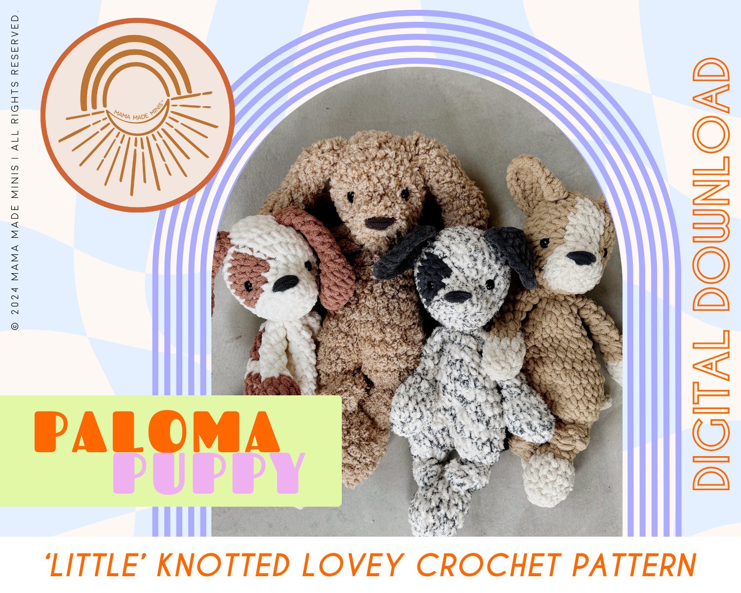 LITTLE Paloma Puppy Knotted Lovey — Crochet Dog PATTERN