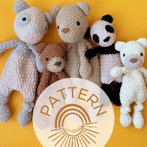 Big + Little Ever Bear Knotted Lovey — Crochet Bear PATTERN  — Teddy Bear, Polar Bear and Panda Bear