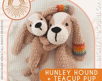 Hunley Hound + Teacup Pup Knotted Lovey — Crochet Dog PATTERN