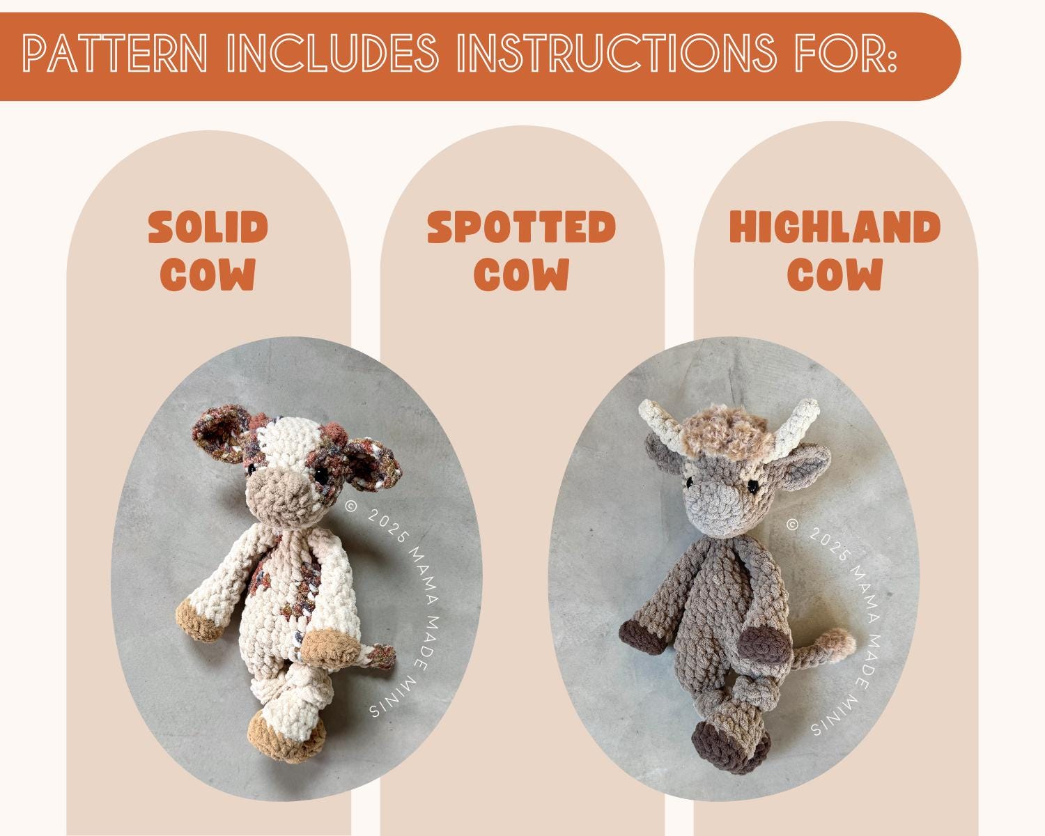 LITTLE Cope Cow Knotted Lovey — Crochet Cow PATTERN - Etsy