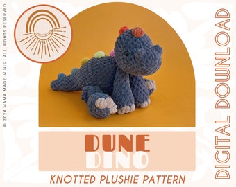 Dune Dino Knotted Stuffed Plushie — Crochet Dino PATTERN (No sew!)